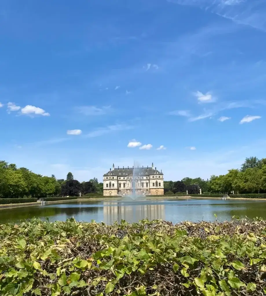 View of the Sommer Palais in the middle of the Grosser Garten, a perfect spot when visiting Dresden with Kids.