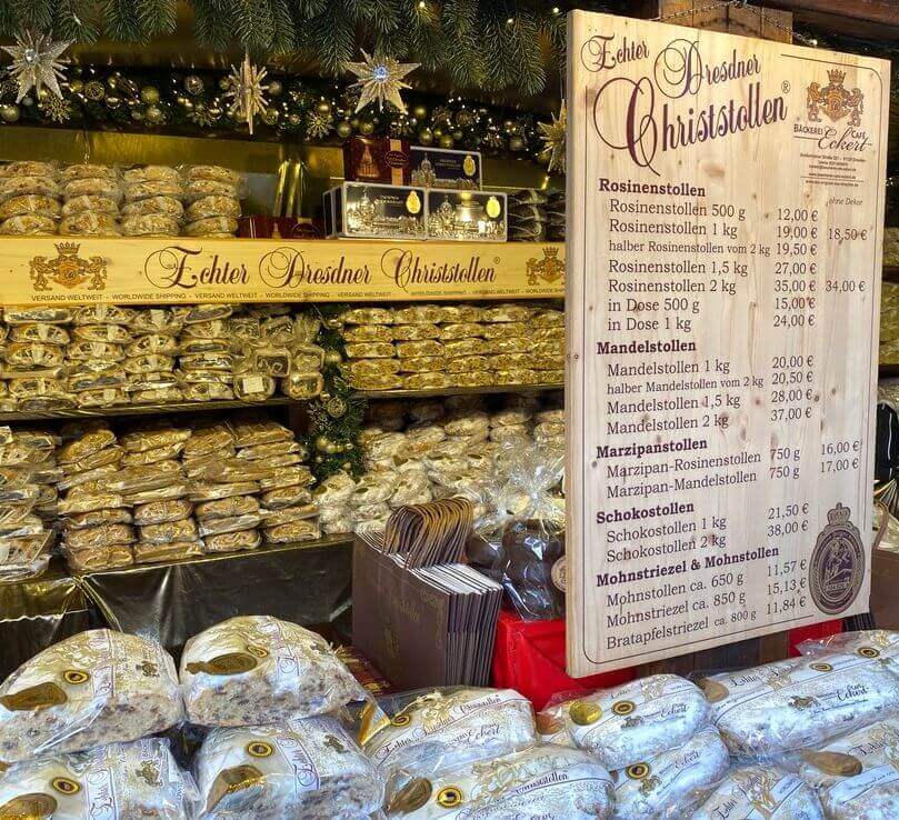 Christmas Market stand of Stollen.