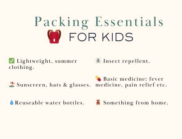 Packing Essentials for Kids - Family Travel in Southeast Asia Quick Reference Guide - Packing Essentials for kids